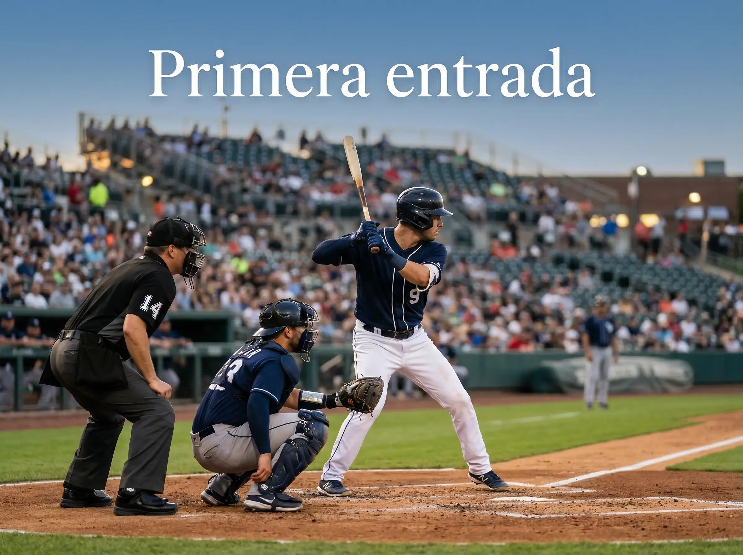 Bateador y receptor de béisbol en home plate al inicio de un partido de MLB