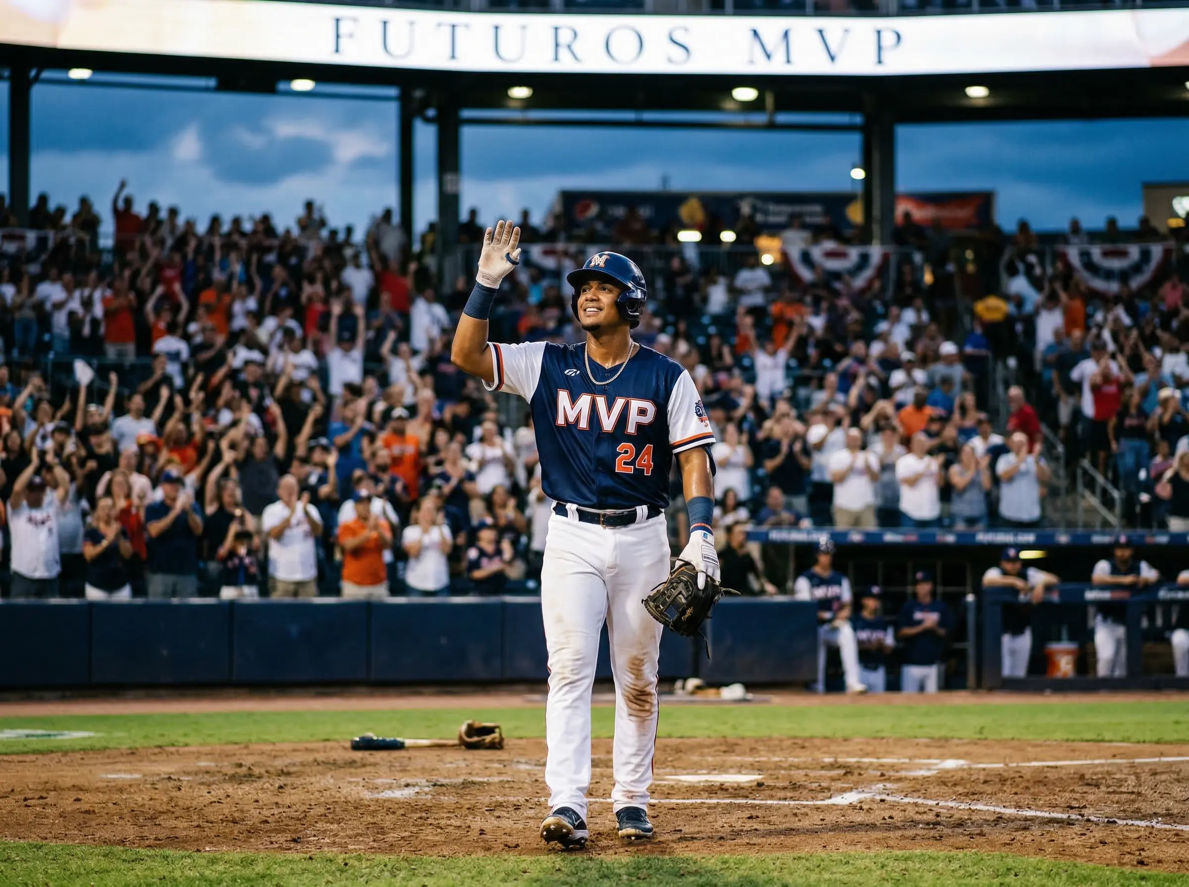 Jugador estrella de béisbol MLB recibiendo aplausos de los aficionados