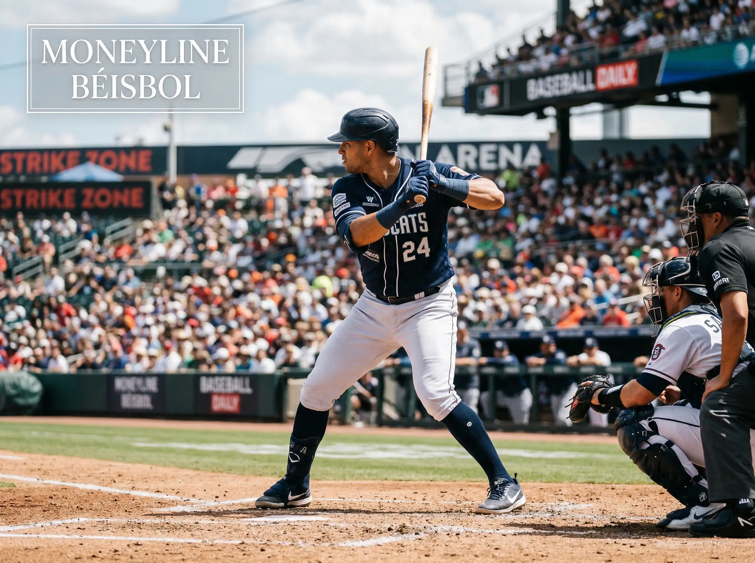 Bateador de béisbol profesional en posición de bateo durante un partido de MLB