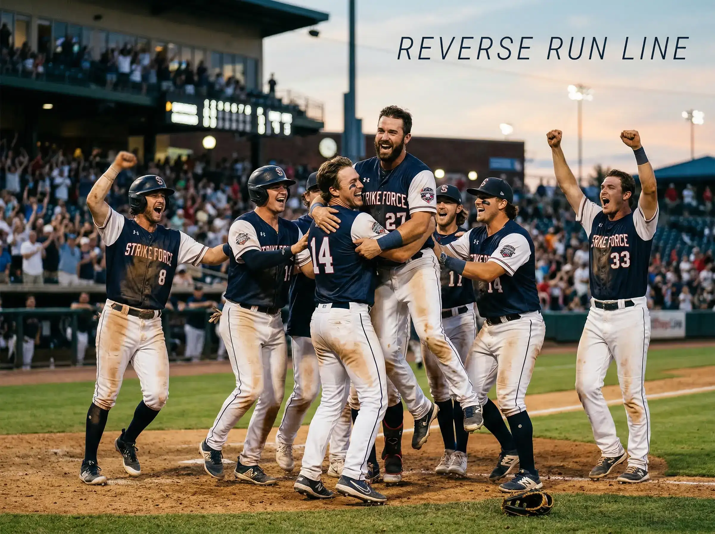 Equipo de béisbol celebrando una victoria ajustada en un partido de MLB