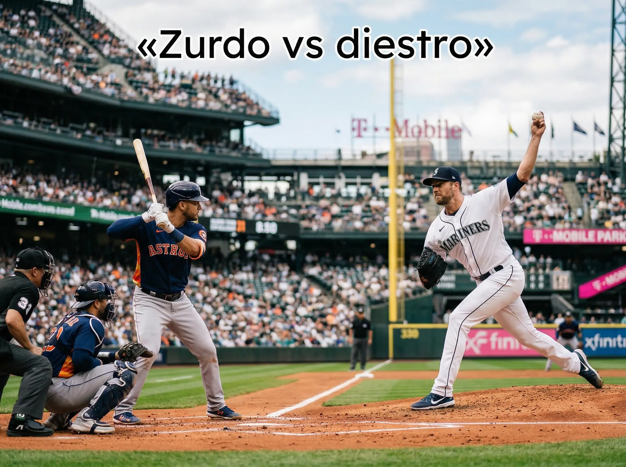 Bateador zurdo enfrentando a un pitcher derecho en un partido de béisbol MLB